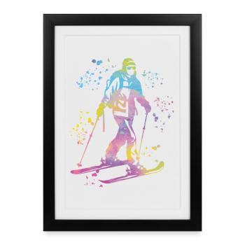 Ski alpin Sports d’hiver Ski de randonnée - Affiche encadrée (27 × 37 cm) - noir - Devant