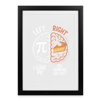 Pi vs Pie : cerveau gauche et droit - Affiche encadrée (27 × 37 cm) - noir - Devant