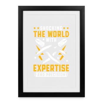 Électricien, technicien en électronique, électricien - Affiche encadrée (27 × 37 cm) - noir - Devant