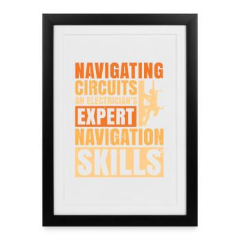 Électricien, technicien en électronique, électricien - Affiche encadrée (27 × 37 cm) - noir - Devant