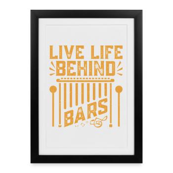 Marimbiste Vivre la vie derrière les barreaux Fosse à percussions - Affiche encadrée (27 × 37 cm) - noir - Devant