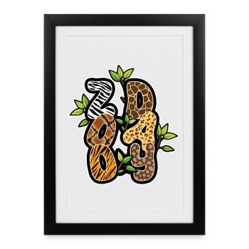 Animals Zoo Party Jungle Zoo Day Safari - Framed poster (27 × 37 cm) - black - Front