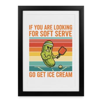 Pickleball Joueur drôle Soft Serve Va chercher Icecreme - Affiche encadrée (27 × 37 cm) - noir - Devant