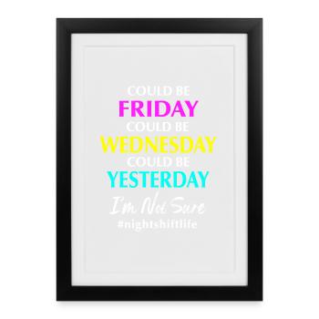 Night Shift Hospital Nursing Nurse - Framed poster (27 × 37 cm) - black - Front