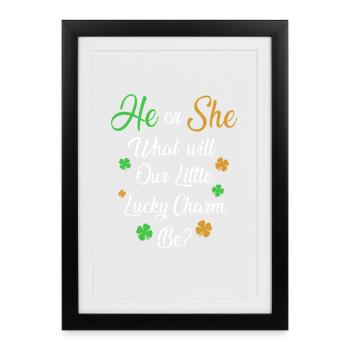 Révélation du sexe de la fête de bébé : la Saint-Patrick - Affiche encadrée (27 × 37 cm) - noir - Devant