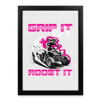 Quad ATV Femme Fille Quad Quad - Affiche encadrée (27 × 37 cm) - noir - Devant