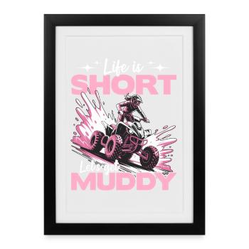 Quad ATV Femme Fille Quad Quad - Affiche encadrée (27 × 37 cm) - noir - Devant