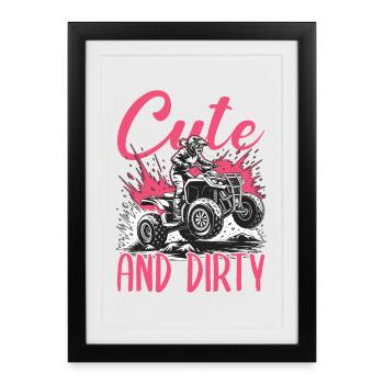 Quad ATV Femme Fille Quad Quad - Affiche encadrée (27 × 37 cm) - noir - Devant