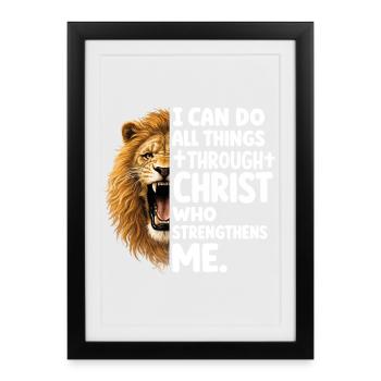 Lion de la Force par le Christ - Affiche encadrée (27 × 37 cm) - noir - Devant