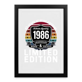 Vintage 1986 40th Birthday Gift Men Women 40 - Affiche encadrée (27 × 37 cm) - noir - Devant