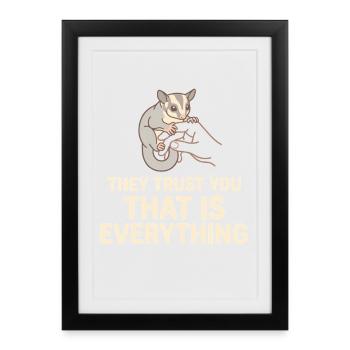 Maman Sugar Glider Amante des animaux exotiques - Affiche encadrée (27 × 37 cm) - noir - Devant