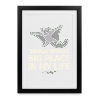 Maman Sugar Glider Amante des animaux exotiques - Affiche encadrée (27 × 37 cm) - noir - Devant