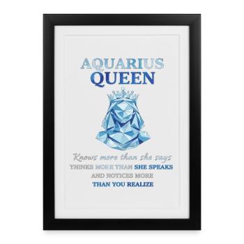 Reine du Verseau Zodiaque Verseau - Affiche encadrée (27 × 37 cm) - noir - Devant