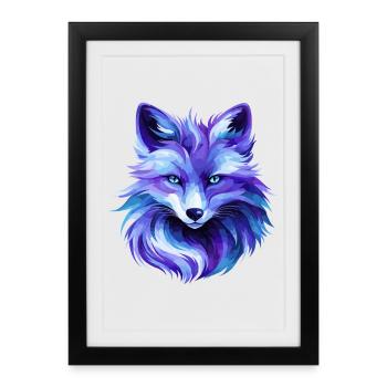 Art coloré de renards polygonaux – Design animalier moderne - Affiche encadrée (27 × 37 cm) - noir - Devant