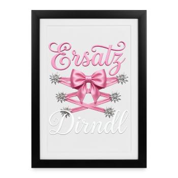 Tracht Ersatz Dirndl Shirt Damen Trachtenshirt - Gerahmtes Poster (27 × 37 cm) - Schwarz - Vorne