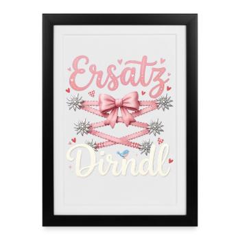 Trachtenshirt Damen Trachten T-Shirt Dirndl Ersatz - Gerahmtes Poster (27 × 37 cm) - Schwarz - Vorne