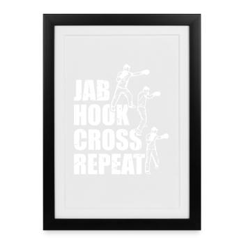 Jab Hook Croisé Répétition - Affiche encadrée (27 × 37 cm) - noir - Devant