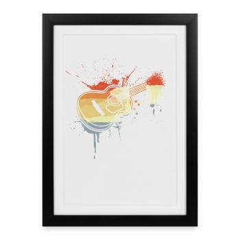 Croquis de guitare look vintage - Affiche encadrée (27 × 37 cm) - noir - Devant
