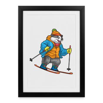Badger Skier Sports d’hiver - Affiche encadrée (27 × 37 cm) - noir - Devant