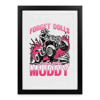 Quad ATV Femme Fille Quad Quad - Affiche encadrée (27 × 37 cm) - noir - Devant