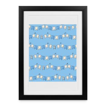 Drapeau Bleu Blanc Guirlande Bavière Diamant Bavière - Affiche encadrée (27 × 37 cm) - noir - Devant