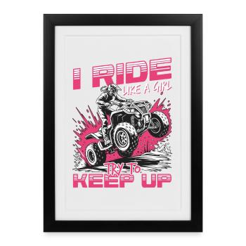 Quad ATV Femme Fille Quad Quad - Affiche encadrée (27 × 37 cm) - noir - Devant