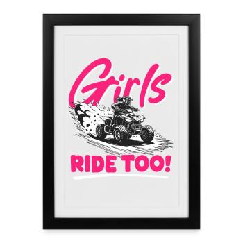 Quad ATV Femme Fille Quad Quad - Affiche encadrée (27 × 37 cm) - noir - Devant