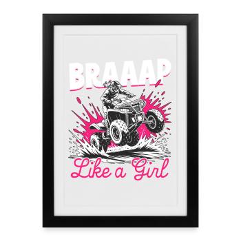 Quad ATV Femme Fille Quad Quad - Affiche encadrée (27 × 37 cm) - noir - Devant