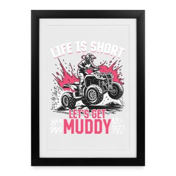 Quad ATV Femme Fille Quad Quad - Affiche encadrée (27 × 37 cm) - noir - Devant