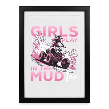Quad ATV Femme Fille Quad Quad - Affiche encadrée (27 × 37 cm) - noir - Devant