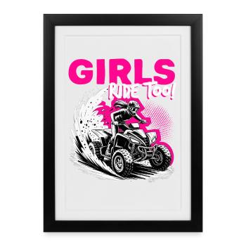 Quad ATV Femme Fille Quad Quad - Affiche encadrée (27 × 37 cm) - noir - Devant