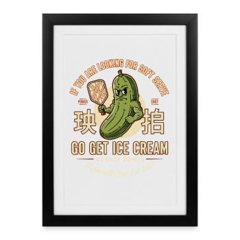 Pickleball Terrain de joueur drôle Allez chercher de la crème - Affiche encadrée (27 × 37 cm) - noir - Devant
