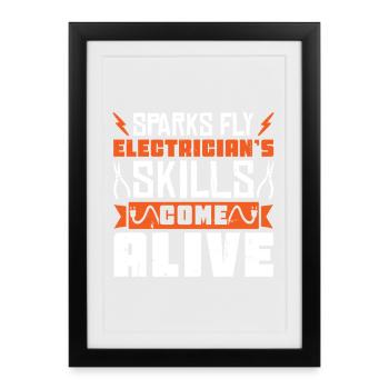 Electrician, Electronics Technician, Electrician - Framed poster (27 × 37 cm) - black - Front