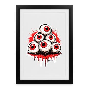 Tas d’yeux aux yeux rouges - Affiche encadrée (27 × 37 cm) - noir - Devant