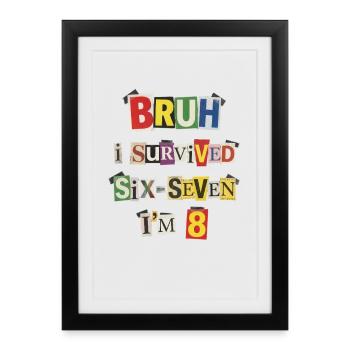 Bruh Survive 8 Collage de mèmes - Affiche encadrée (27 × 37 cm) - noir - Devant