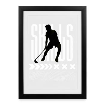 Skills  Floorball - Framed poster (27 × 37 cm) - black - Front