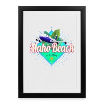 St. Maarten Airplane Caribbean Vintage Souvenir - Framed poster (27 × 37 cm) - black - Front