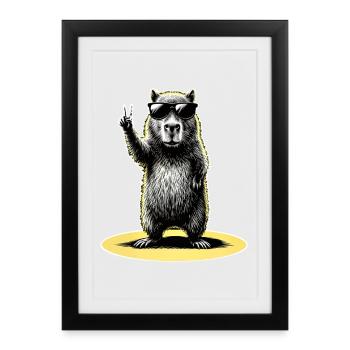 Capybara Peace - Framed poster (27 × 37 cm) - black - Front