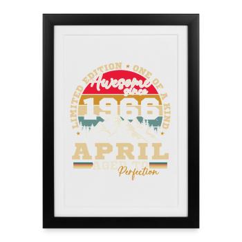 Avril 1966 Vintage Cadeau D'anniversaire - Affiche encadrée (27 × 37 cm) - noir - Devant