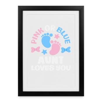 Révélation du sexe de tante rose ou bleue - Affiche encadrée (27 × 37 cm) - noir - Devant