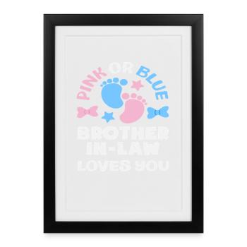 Révélation du sexe du demi-frère rose ou bleu - Affiche encadrée (27 × 37 cm) - noir - Devant