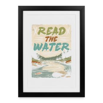 Pêche à la mouche Pêcheur à la mouche Lisez l’eau - Affiche encadrée (27 × 37 cm) - noir - Devant