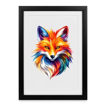 Colorful Fox Polygon Design – Modern Fox Art - Framed poster (27 × 37 cm) - black - Front