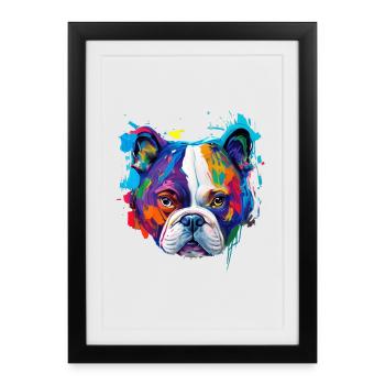 Caniche coloré amour Pop Art Amour des chiens - Affiche encadrée (27 × 37 cm) - noir - Devant