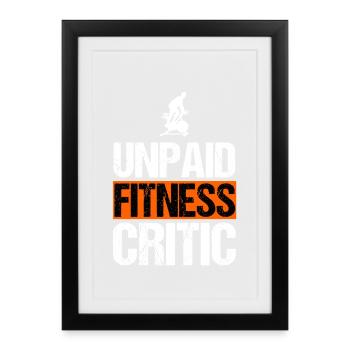Critique de fitness non rémunéré Art drôle de cyclisme en salle - Affiche encadrée (27 × 37 cm) - noir - Devant