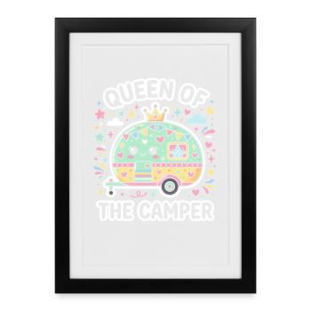 Queen of the Camper Karavane Pastell - Gerahmtes Poster (27 × 37 cm) - Schwarz - Vorne