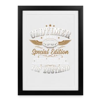 45. Geburtstag Geschenk Mann Oldtimer April 1981 - Gerahmtes Poster (27 × 37 cm) - Schwarz - Vorne
