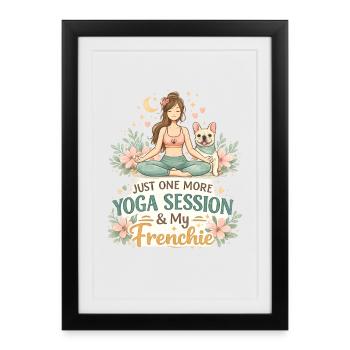 Yoga Session with my Frenchie French Bulldog - Framed poster (27 × 37 cm) - black - Front