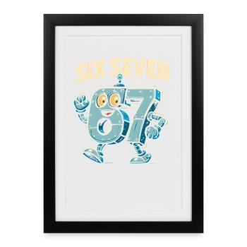 Six Seven 67 Italian Brainrot Robot Meme Humor - Framed poster (27 × 37 cm) - black - Front