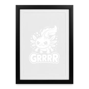Grump Axolotl - Affiche encadrée (27 × 37 cm) - noir - Devant